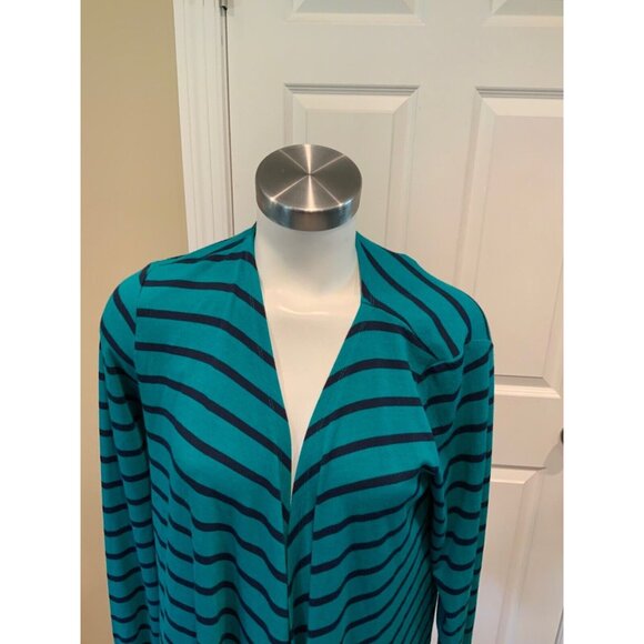 Michael Kors Teal & Blue Striped Cardigan Sweater, Size Medium, NWT! - Picture 2 of 9